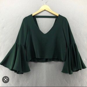 Zara Trafaluc Flare Sleeve Cutout Crop Top